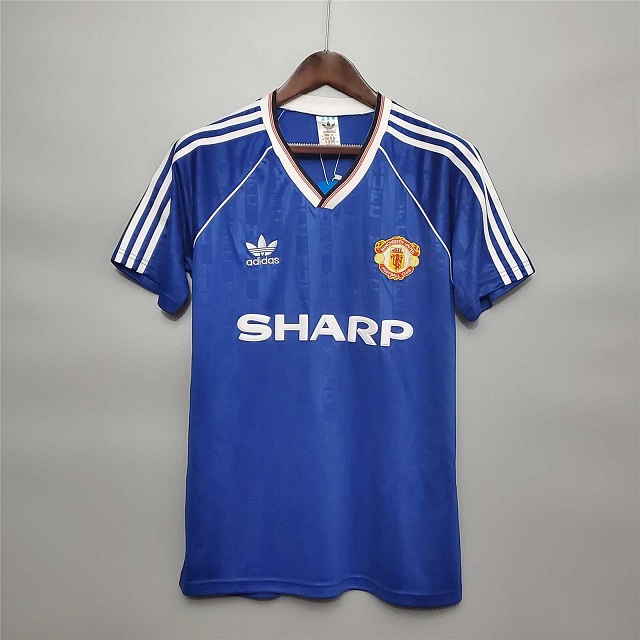 AAA Quality Manchester Utd 88/90 Away Blue Soccer Jersey